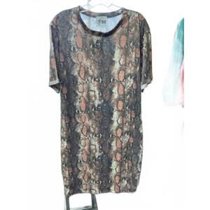 NEW TURQUOISE HAVEN women's short sleeve t-shirt dress in snake print